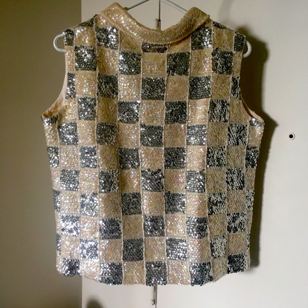 Stunning Vintage Hand Decorated Sequin Top
